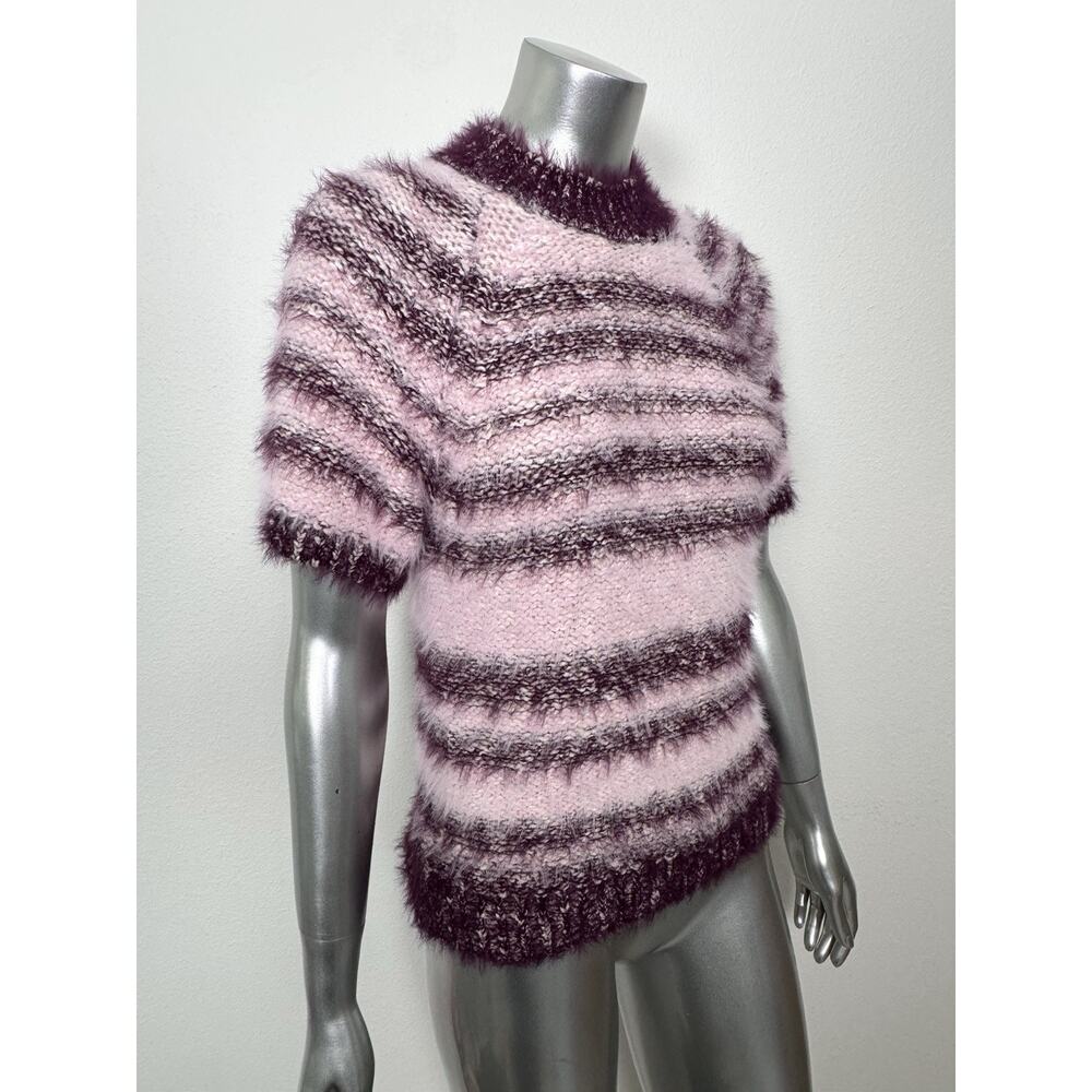 Pilcro Baby Sweater Short Sleeve Pink Striped Fuzzy Cozy M - Picture 4 of 12